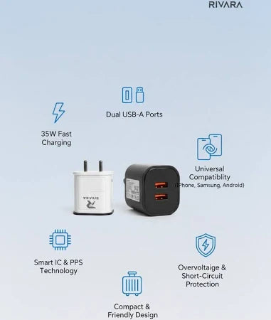 35W Dual USB Fast Charger | Smart IC | Universal Compatibility